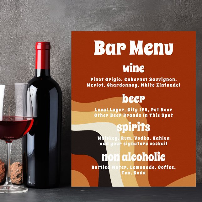 Bold Retro Groovy Orange 70er Boho Wedding Bar Men Poster (Von Creator hochgeladen)