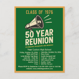 Bold Retro High School Reunion Pep Rally Megaphone Postkarte