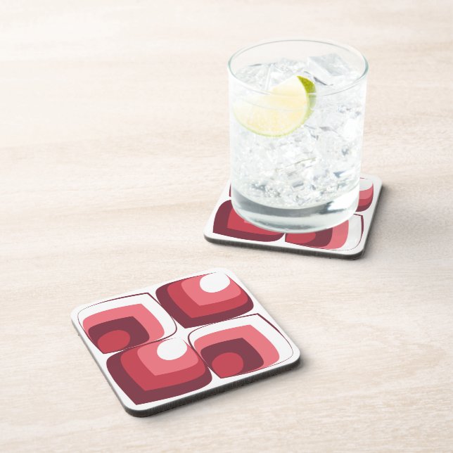 Bold Retro Modern Motif in Pinks Getränkeuntersetzer (Rechte Seite)