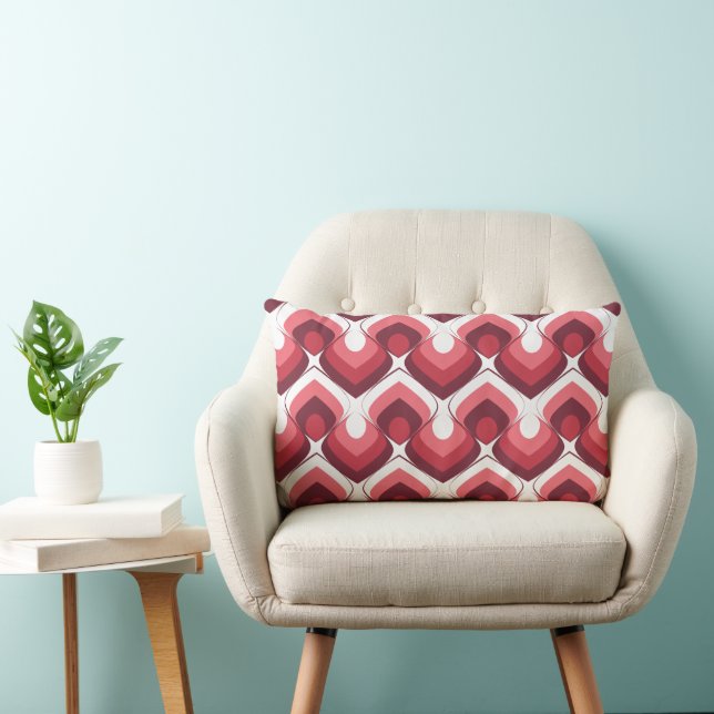 Bold Retro Modern Motif in Pinks Lendenkissen (Stuhl )