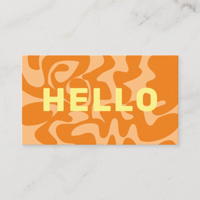 Bold Retro Pastell Lemon Yellow Peach Orange Hallo Visitenkarte (Vorderseite)