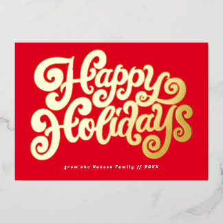 Bold Retro Script Folien Feiertagskarte
