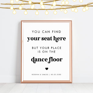 Bold Retro Script Funny Dance Floor Wedding Sign Poster