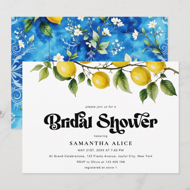 Bold Retro Script Italian Positano Brautparty Einladung (Vorne/Hinten)