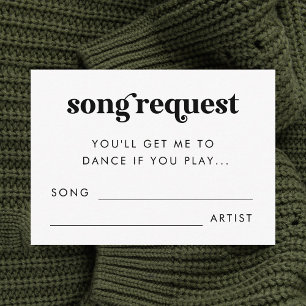 Bold Retro Script Wedding Minimalistisch Song Requ Begleitkarte