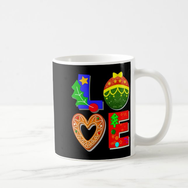 Bold Retro Tygraphy Love Xmas And Cookies T Shirt  Kaffeetasse (Rechts)