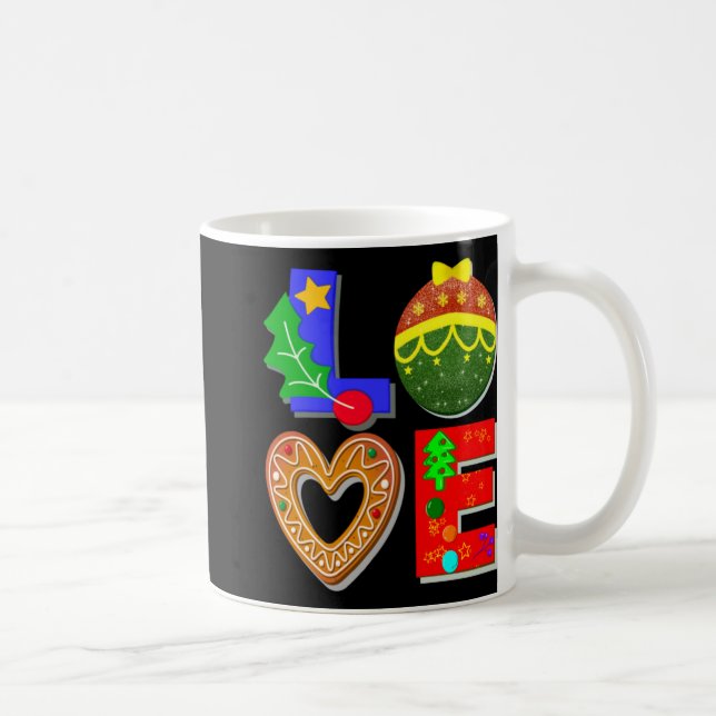 Bold Retro Tygraphy Love Xmas And Cookies T Shirt  Kaffeetasse (Rechts)