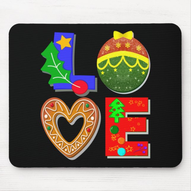Bold Retro Tygraphy Love Xmas And Cookies T Shirt  Mousepad (Vorne)