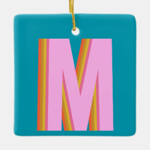 Bold Retro Typografy Monogram Letter in Blue Keramikornament