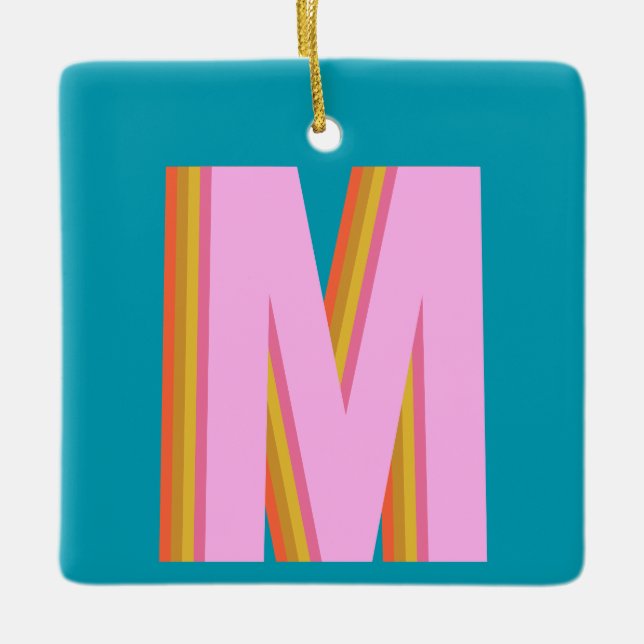 Bold Retro Typografy Monogram Letter in Blue Keramikornament (Vorderseite)