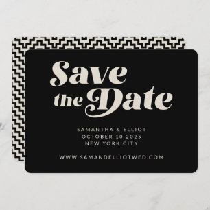 Bold Retro Typografy Schwarz-weiß Sleek Wedding Save The Date