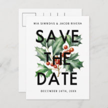 Bold Retro Vintag Holly Save the Date