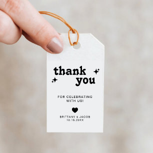 Bold Retro Wedding Danke, Geschenk Tag Geschenkanhänger