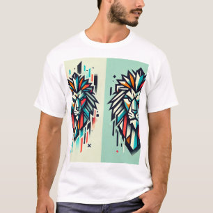 "Bold Roar: Geometric Lion Sticker T - Shirt - Urb