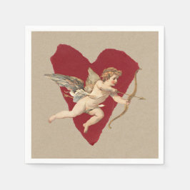 Bold Romance Classics Red Heart Angel Bow & Arrow  Serviette