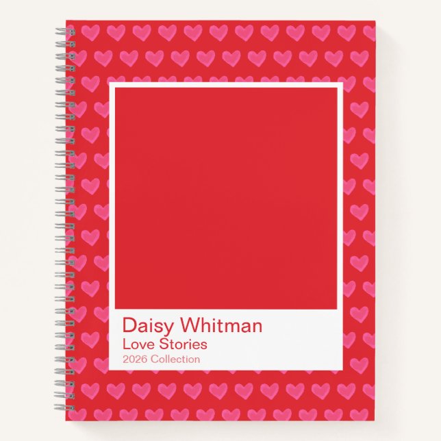 Bold Romantic Red Hearts Notebook Notizbuch (Vorderseite)