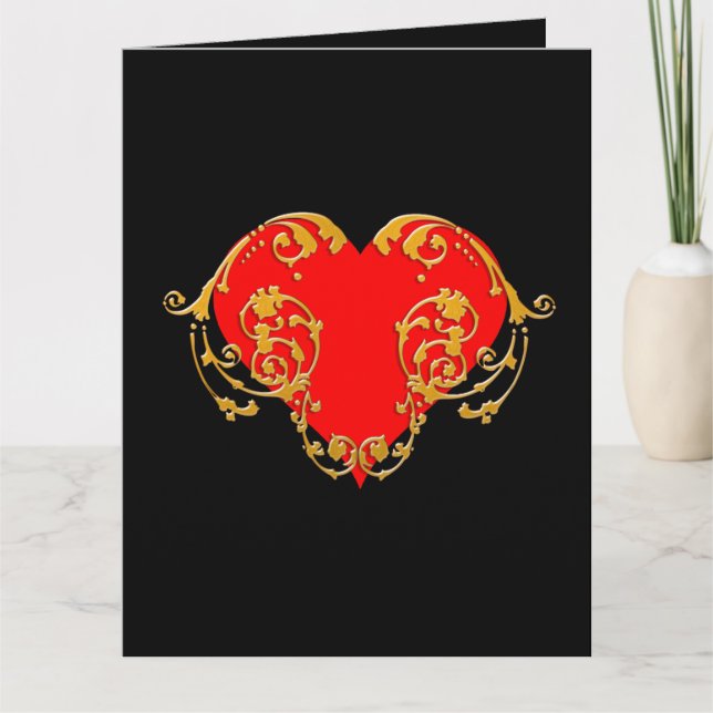 Bold Romantic Valentine Red Goth Heart Karte (Vorderseite)