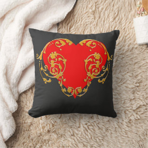 Bold Romantic Valentine Red Goth Heart Kissen