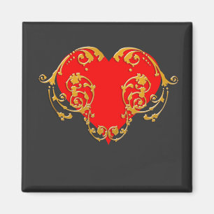 Bold Romantic Valentine Red Goth Heart Magnet