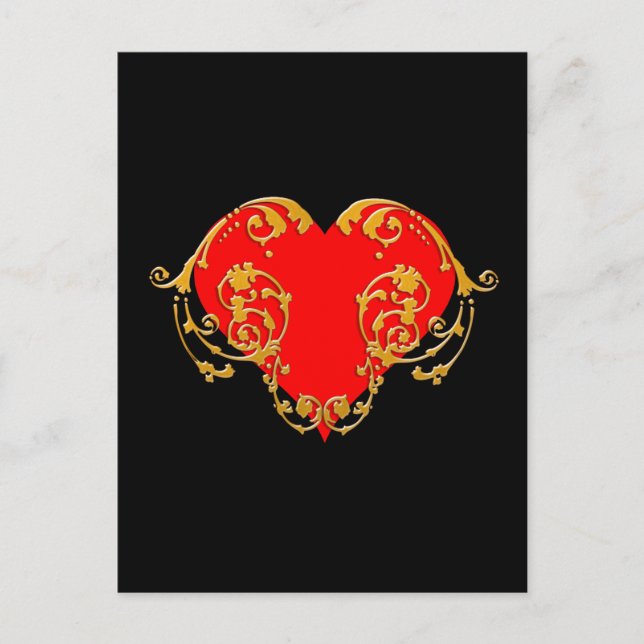 Bold Romantic Valentine Red Goth Heart Postkarte (Vorderseite)