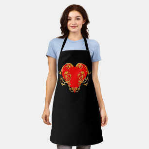 Bold Romantic Valentine Red Goth Heart Schürze