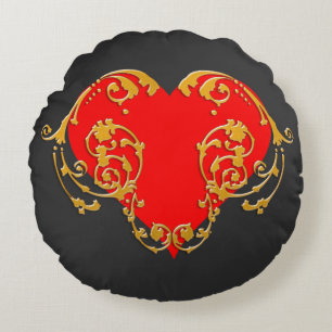 Bold Romantic Valentine Red Goth Heart Throw Pill Rundes Kissen