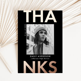 Bold Rose Gold Abschluss Danke Karte