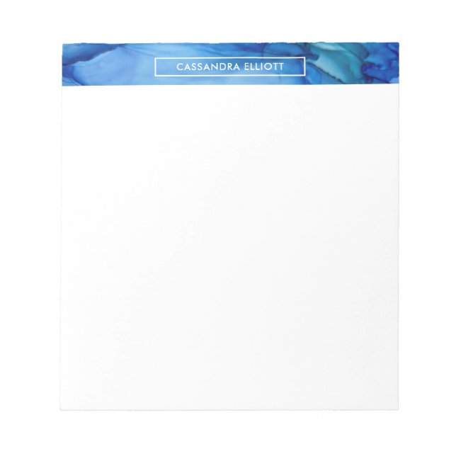 Bold Royal Blue Alcohol Ink Liquid Abstrakt Art Notizblock (Vorderseite)