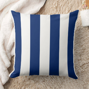 Bold Royal Blue und White Stripes Kissen