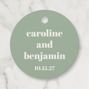 Bold Sage Green Chic Moderne Hochzeit Custom Geschenkanhänger
