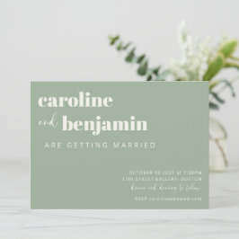 Bold Sage Green Chic Modernes Wedding RSVP Online Einladung