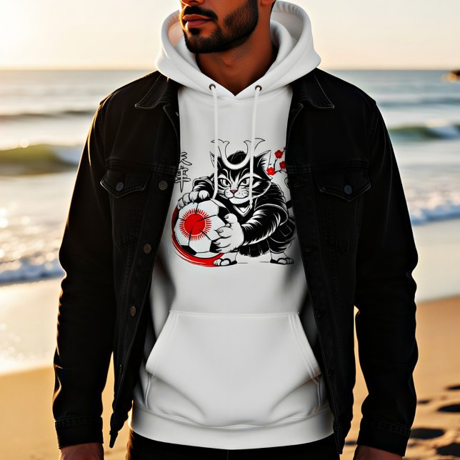 Bold Samurai Cat Soccer - Stylish Kawaii Fan Gear! Hoodie (Von Creator hochgeladen)