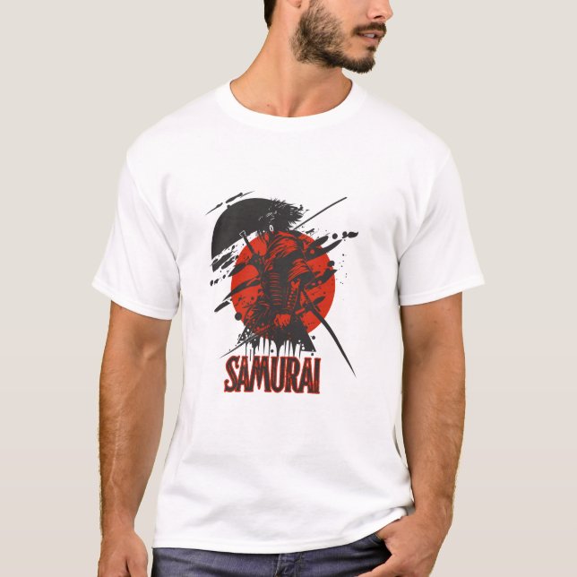 Bold Samurai Warrior T - Shirt - Japanisch Art (Vorderseite)