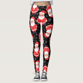 Bold Santa Claus Black Novelty Party Leggings