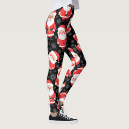 Bold Santa Claus Black Novelty Party Leggings