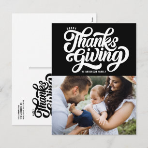 Bold Script Black Foto Happy Thanksgiving Feiertagspostkarte