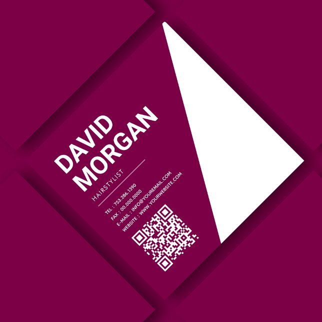 Bold Script Burgundy Qr Code Quadratische Visitenkarte (Von Creator hochgeladen)