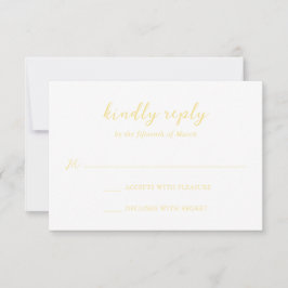 Bold Script Butter Yellow Elegant Wedding RSVP Karte