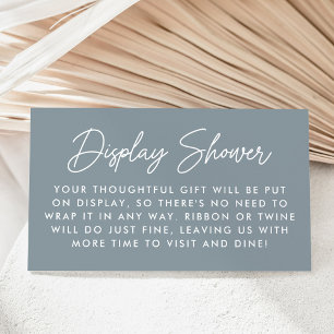Bold Script Dusty Blue Baby Shower Shower Dusche Begleitkarte
