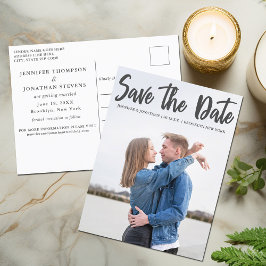 Bold Script Overlay Modernes Foto Save the Date Postkarte