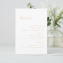 Bold Script Peach Elegant Wedding Begleitkarte