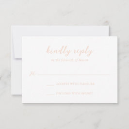 Bold Script Peach Elegant Wedding RSVP Karte