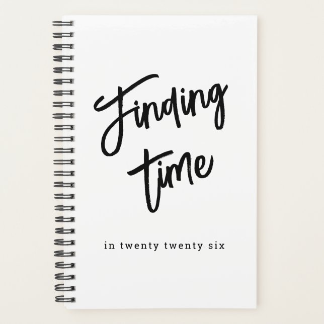 Bold Script Personalized Name Black & White  Planer (Vorderseite)