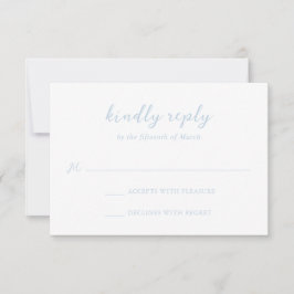 Bold Script Powder Blue Elegant Wedding RSVP Karte