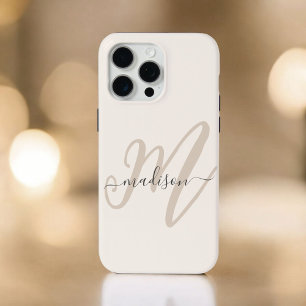 Bold Script Stilvolle Monogram und Name in Beige Case-Mate iPhone Hülle