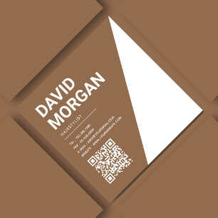 Bold Script Typografie Boho Beige Qr Code Quadratische Visitenkarte