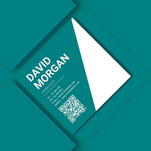 Bold Script Typografy Qr Code Aquamarin Quadratische Visitenkarte (Von Creator hochgeladen)