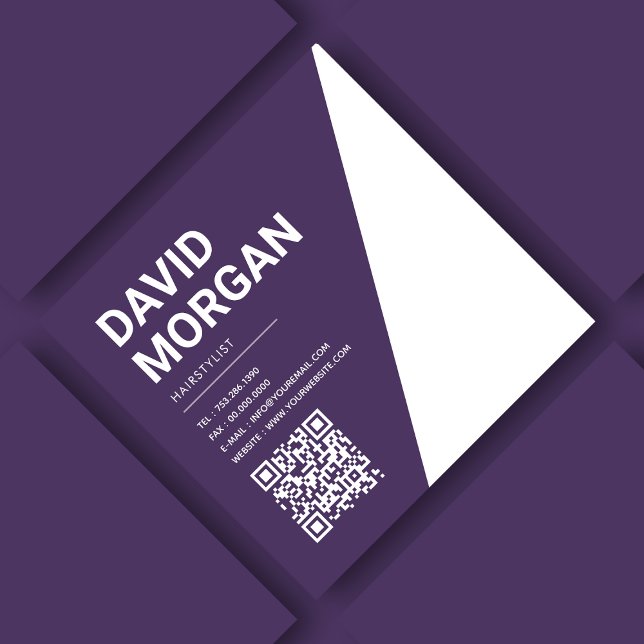 Bold Script Typografy Qr Code Lila Quadratische Visitenkarte (Von Creator hochgeladen)