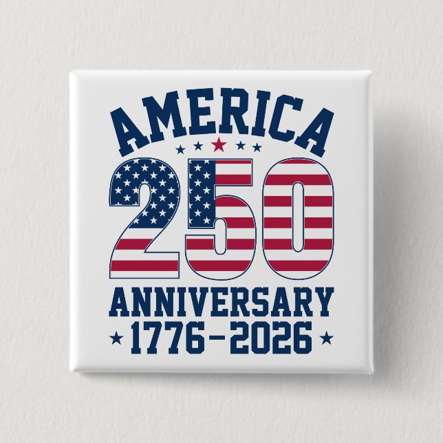 Bold Simple America 250 Anniversary Red and Blue Button (Vorderseite)