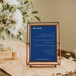 Bold Simple French Blue Simple Custom Wedding Menu<br><div class="desc">Niedliches,  Minimalistisches französisches Blue Fall Retro Einfaches Menü für Hochzeiten</div>